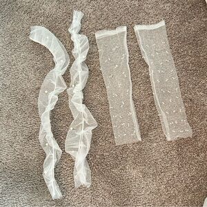 Untamed Petals by White Sheer Gloves with Pearls